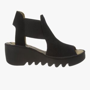 Fly London Black Wedge Sandals